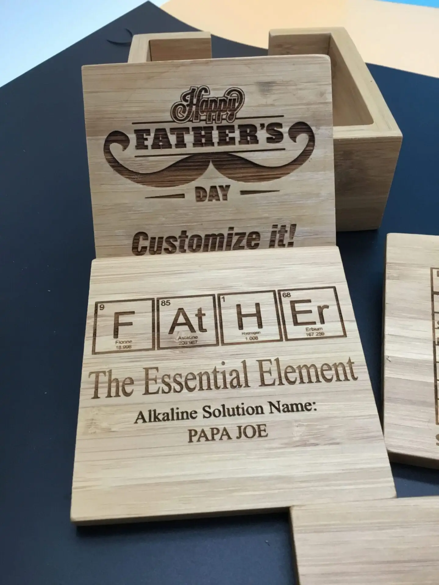 Sip in Style with your Personalized Engraved Bamboo Coaster Set-Saving Tables with a Personal Touch!