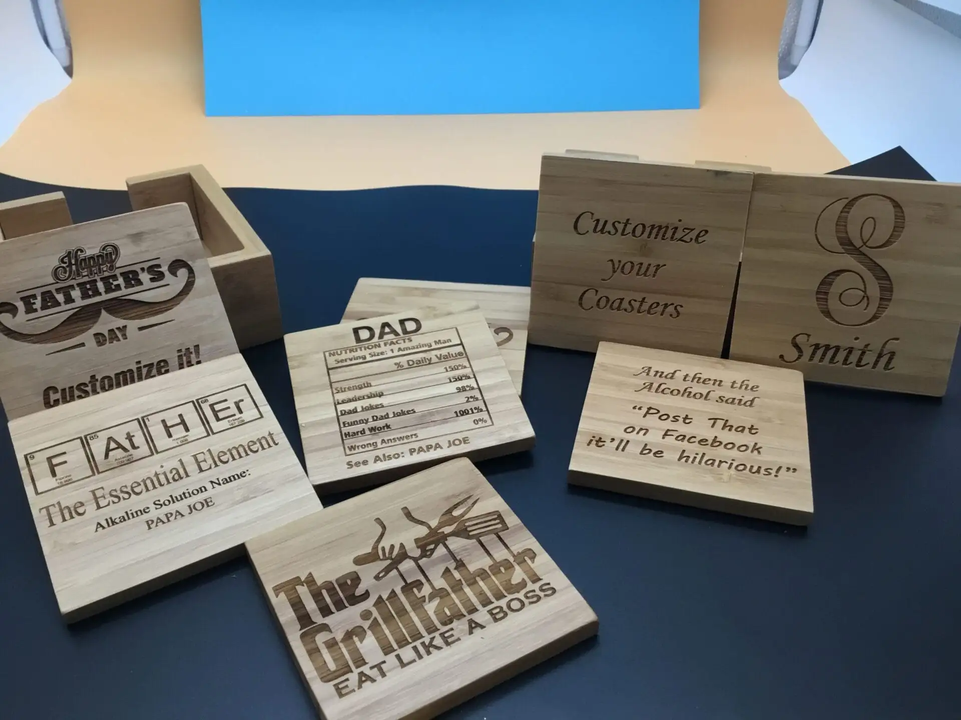 Sip in Style with your Personalized Engraved Bamboo Coaster Set-Saving Tables with a Personal Touch! - Image 7